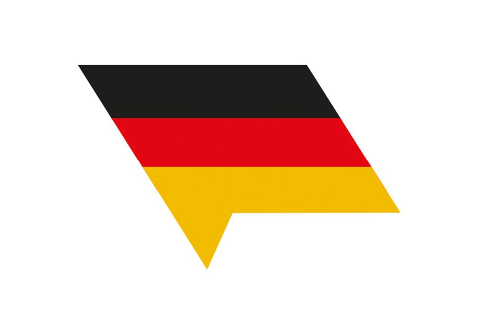 A graphic of the Germany flag against a white background.